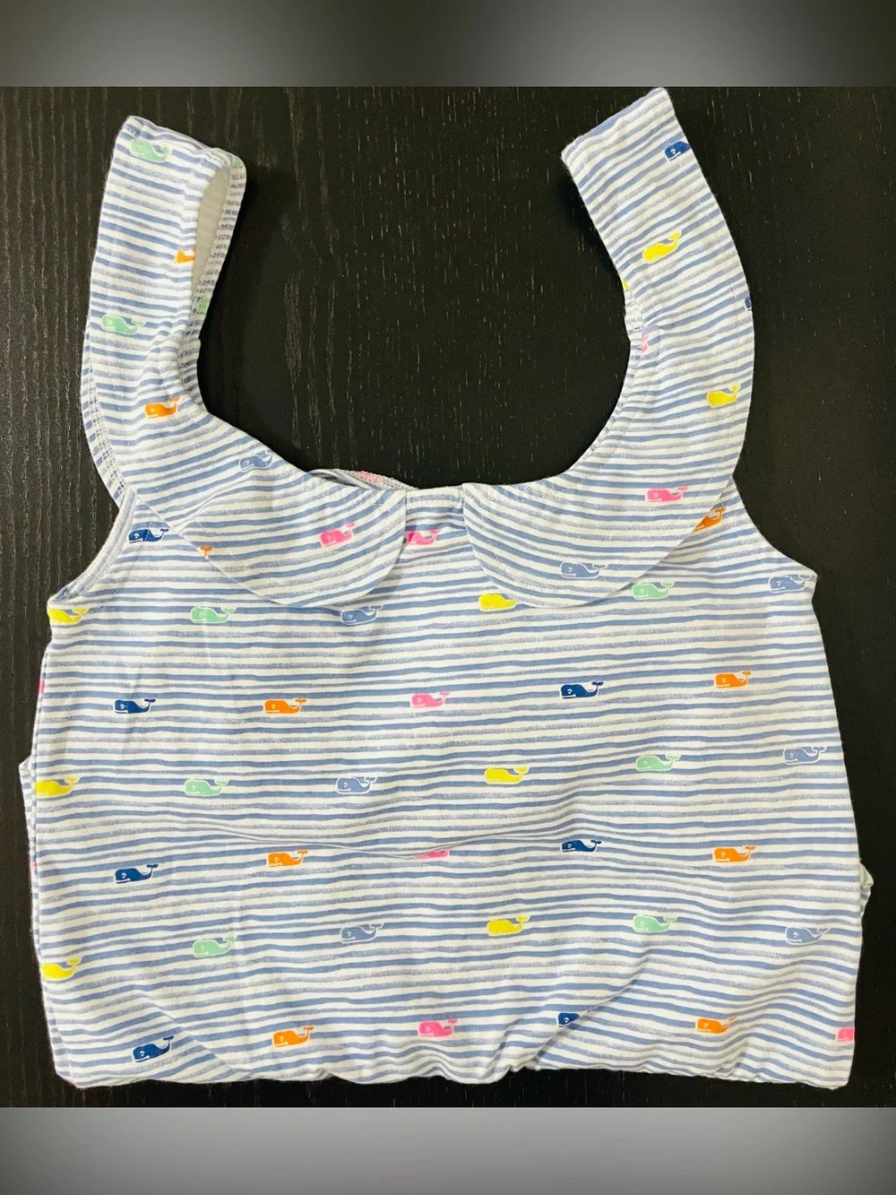 Vineyard Vines Girls Blue Stripe Whale Print Romper